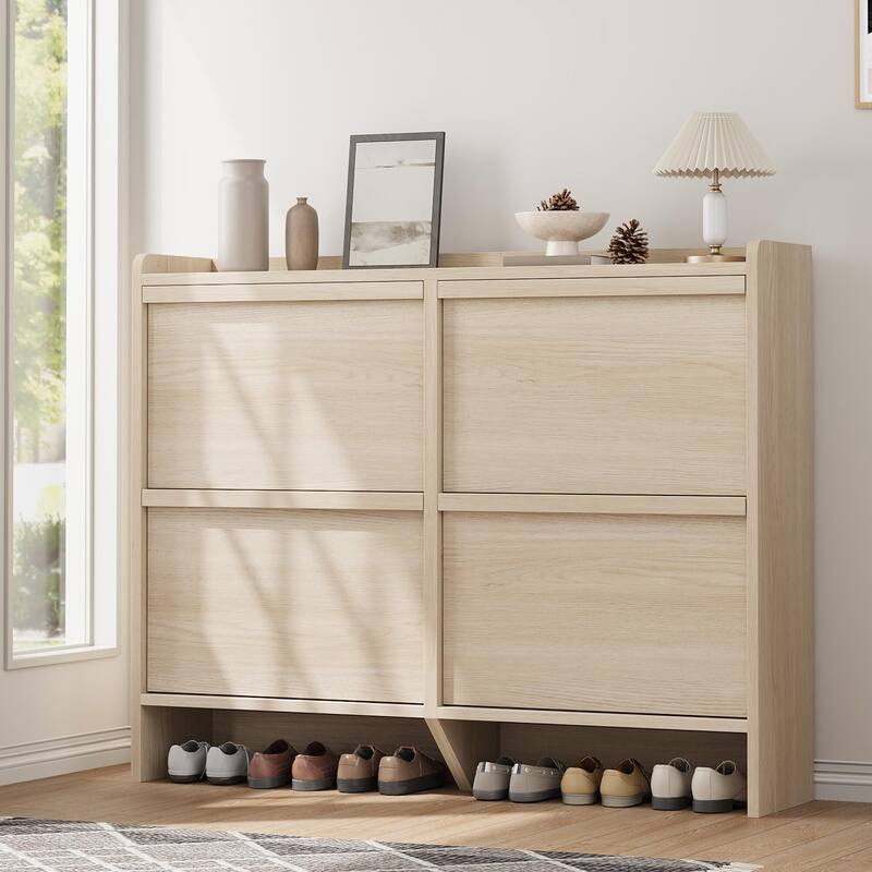 Drawer Wooden Shoe Cabinet with Adjustable Shelves