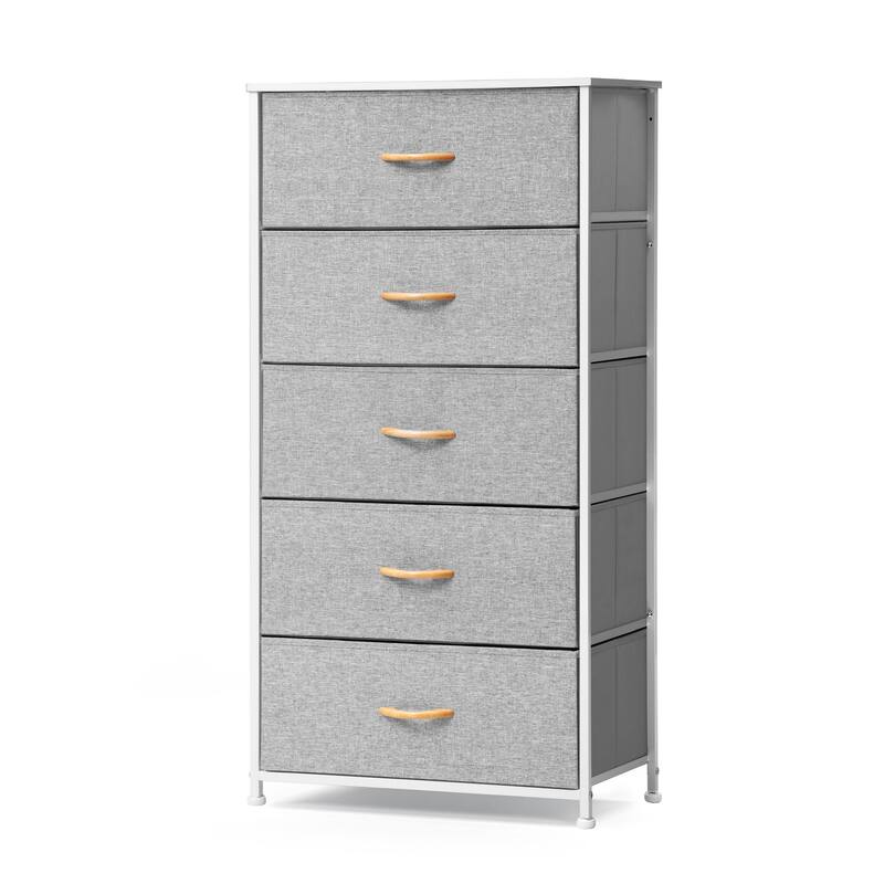 Pellebant Fabric Vertical Dresser Storage Chest Tower with 5 Drawers
