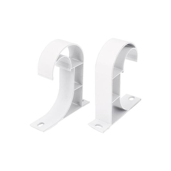 Unique Bargains 2pcs 1 Dia Drapery Curtain Rod Hook Shape Metal Ceiling Bracket Holder White
