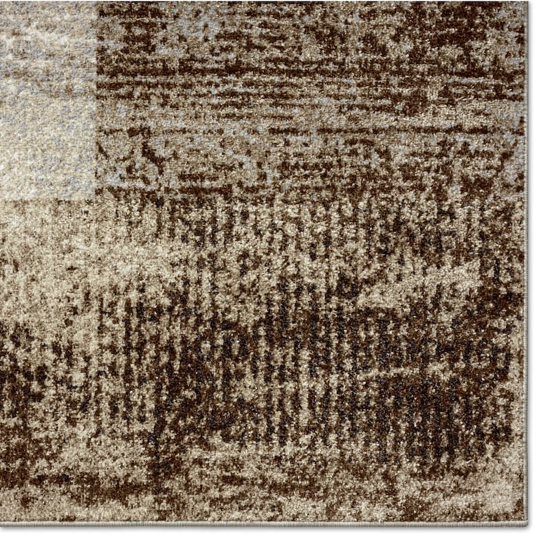 Everwash Treasure Creed Modern Geometric Machine Washable Area Rug, Brown/Beige