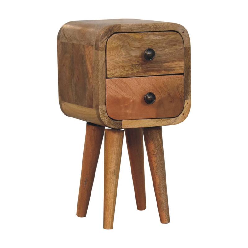 HomeRoots 16" Oak Solid Wood Square Two Drawer Nightstand