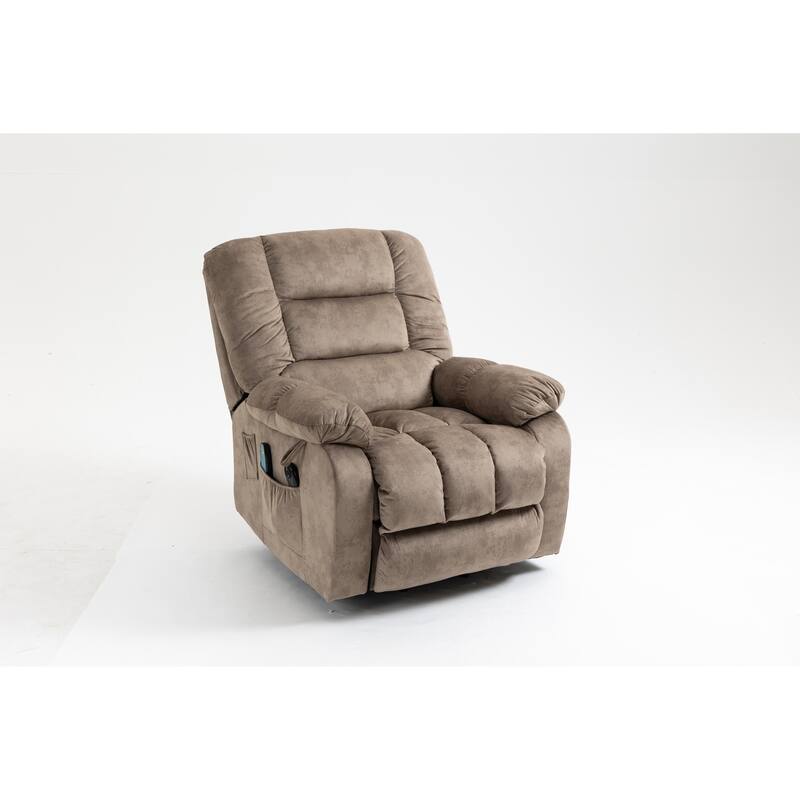 Power Lift Recliner Chair with Massage & Heat, Velvet Upholstered Electric Recliner, Lounge Sofa Chair with Side Pockets