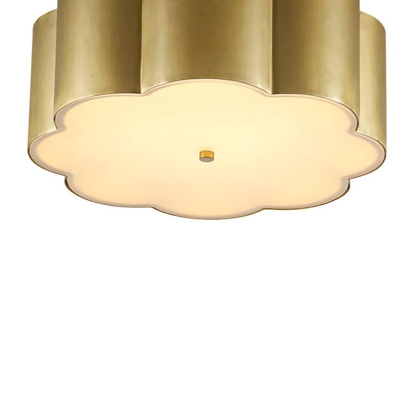 Metallic Luxury Scalloped Flower Drum Dimmable LED Flush Mount - 15.0 in
