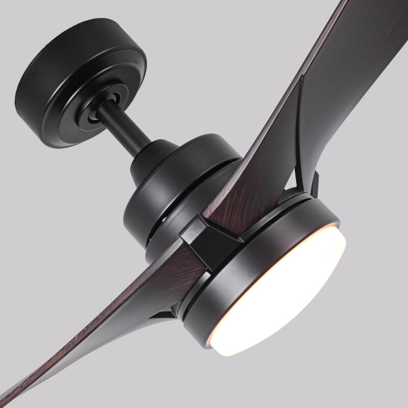 52" Modern Black Dimming LED Ceiling Fan with Light and Remote