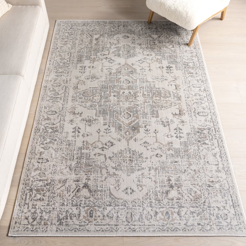Nuloom Lilibet Traditional Medallion Area Rug - 6' 7" x 9' - Grey - Rectangle