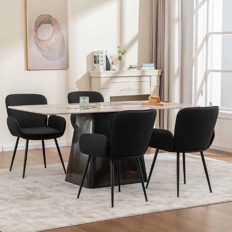 Set of 2 Cat-Scratch Resistant Dining Chairs with Gold Metal Legs