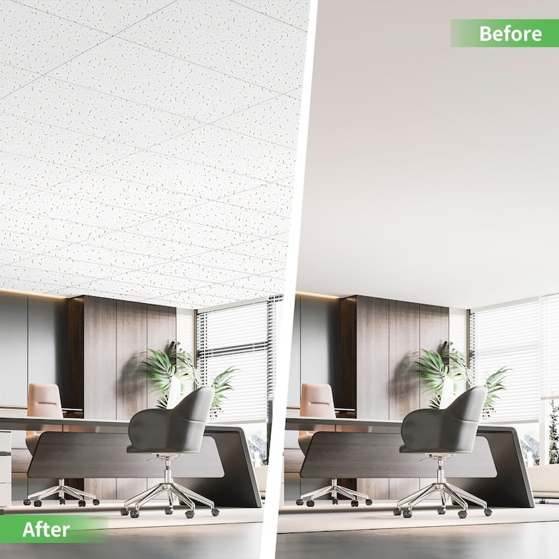 Art3d Flexible Easy DIY PVC Ceiling Tiles Wall Paneling 24"x24" or 24"x48"