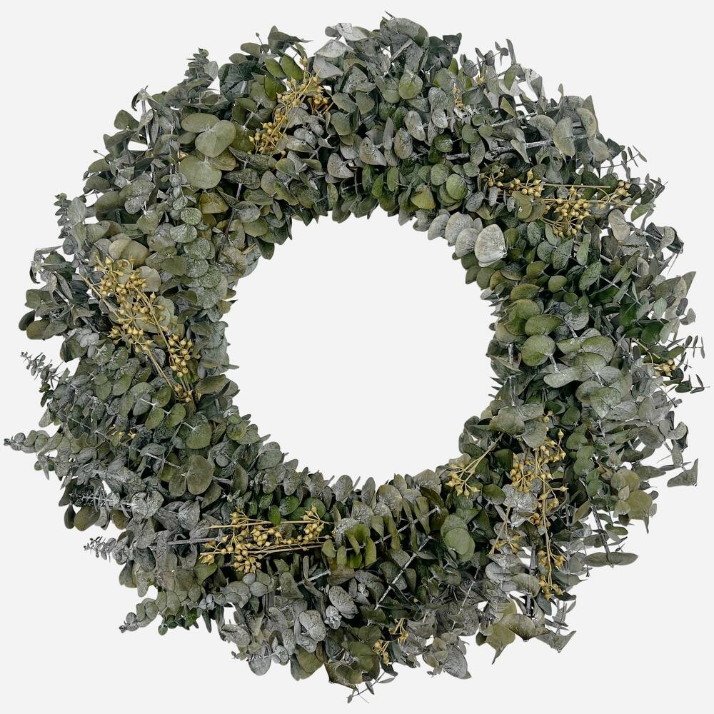 Preserved Eucalyptus Wreath – Natural Green Indoor Spring Door & Wall Décor