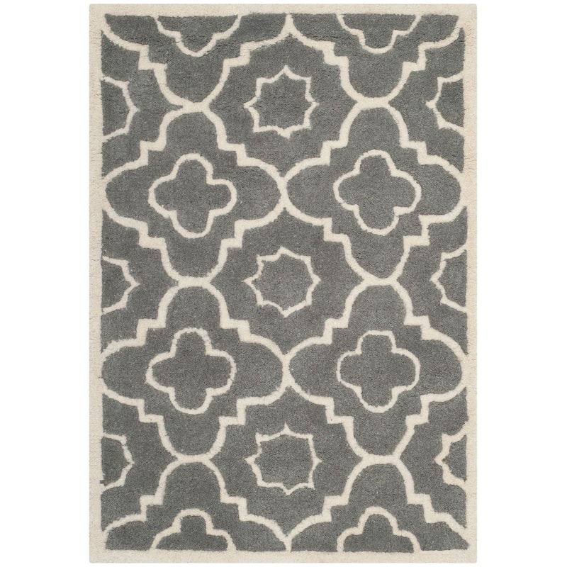 SAFAVIEH Handmade Chatham Franziska Modern Wool Rug - 2' x 3' - Dark Grey/Ivory