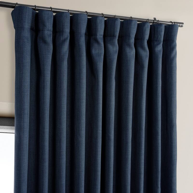Exclusive Fabrics Faux Linen Extra Wide Room Darkening Curtains Panel - Versatile Privacy Drapery for Wide Windows (1 Panel)