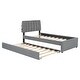 preview thumbnail 36 of 36, Eye-catching Design Teddy Fleece Upholstered Platform Bed with Trundle, LED Light, Twin Size