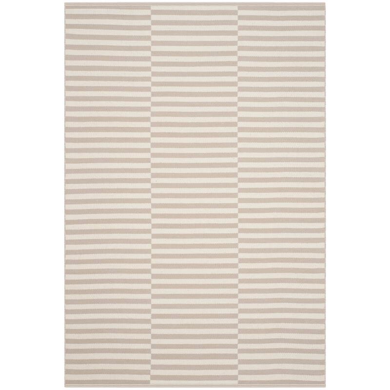 SAFAVIEH Handmade Flatweave Montauk Helena Casual Cotton Rug - 6' Square - Ivory/Light Grey