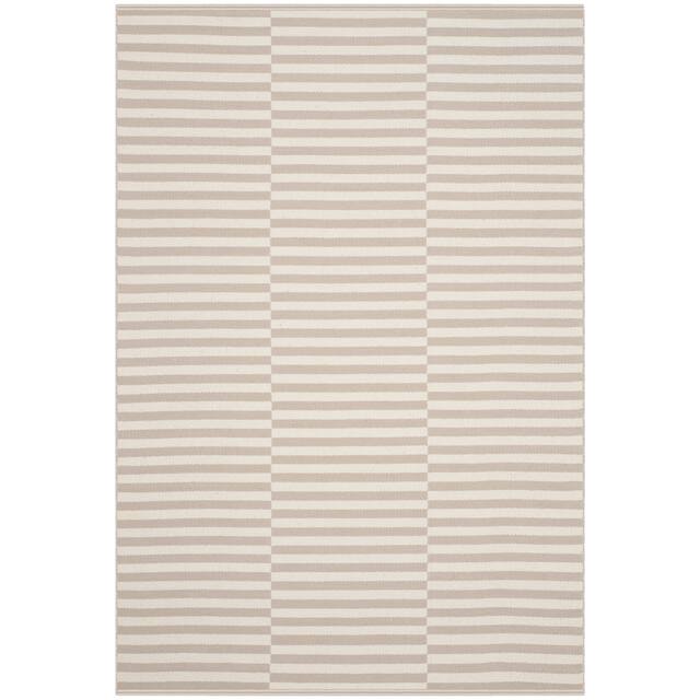 SAFAVIEH Handmade Flatweave Montauk Salinda Casual Cotton Rug - 6' x 6' Square - Ivory/Light Grey