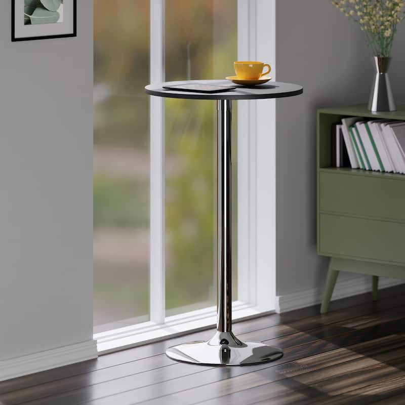 24" Round Pub Table, Black and Chrome - 23.62 x 23.62 x 39.76 inches