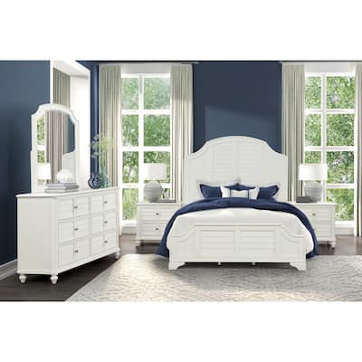 Furniture of America Skye 5-Piece Antique White Wood Queen Panel Bedroom Set