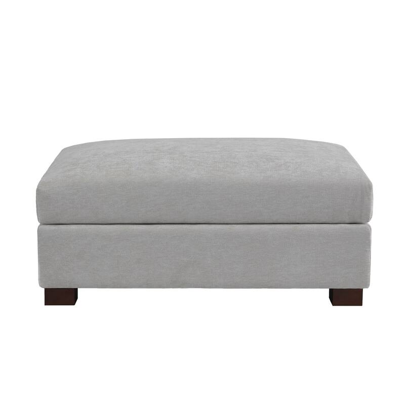 41" W Modern Rectangle Chenille Ottoman
