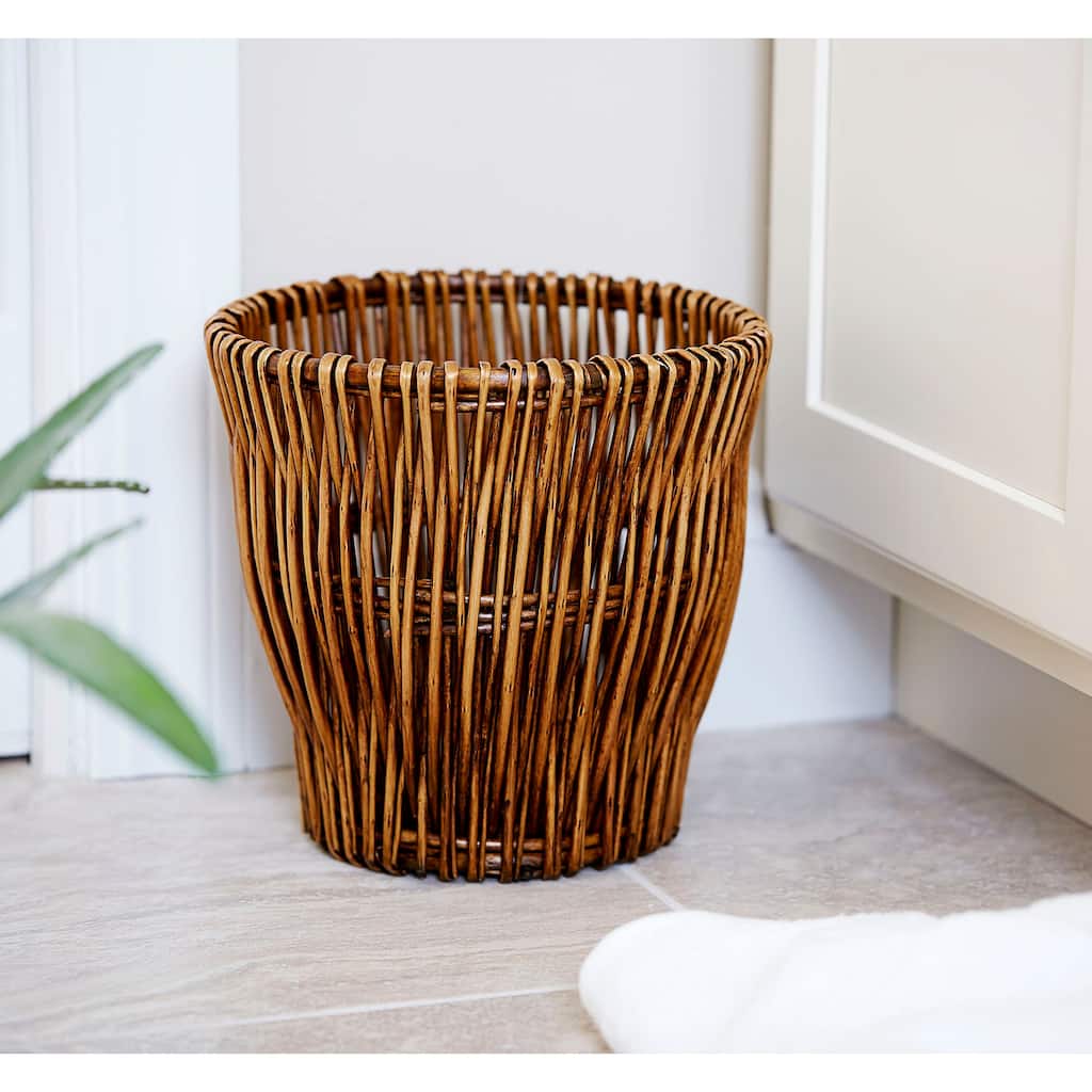 Household Essentials Handwoven Reed Willow Waste Basket with Removable Liner