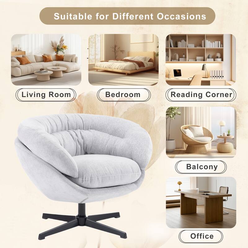 Ergonomic Chenille Office Chair Swivel Chair, Rotating Chair Club Chair Accent Chair with Removable Cushion