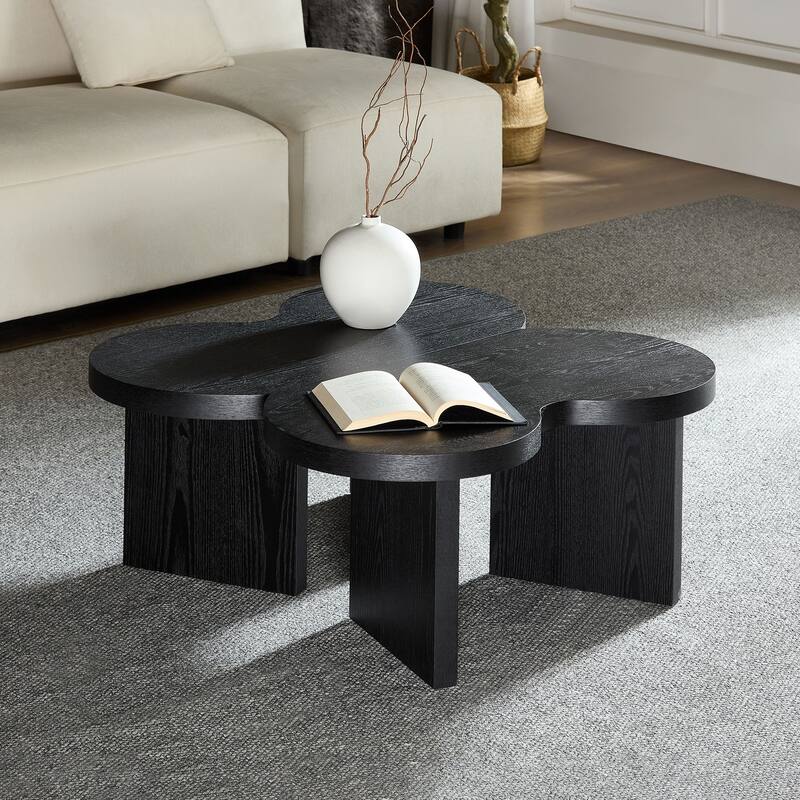 Living Room Coffee Table Centre Table with A Butterfly Shaped, Split Accent Table Console Table