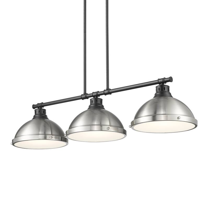 Yep by Golden Lighting Duncan 3-light Island Light in Matte Black and Pewter shade