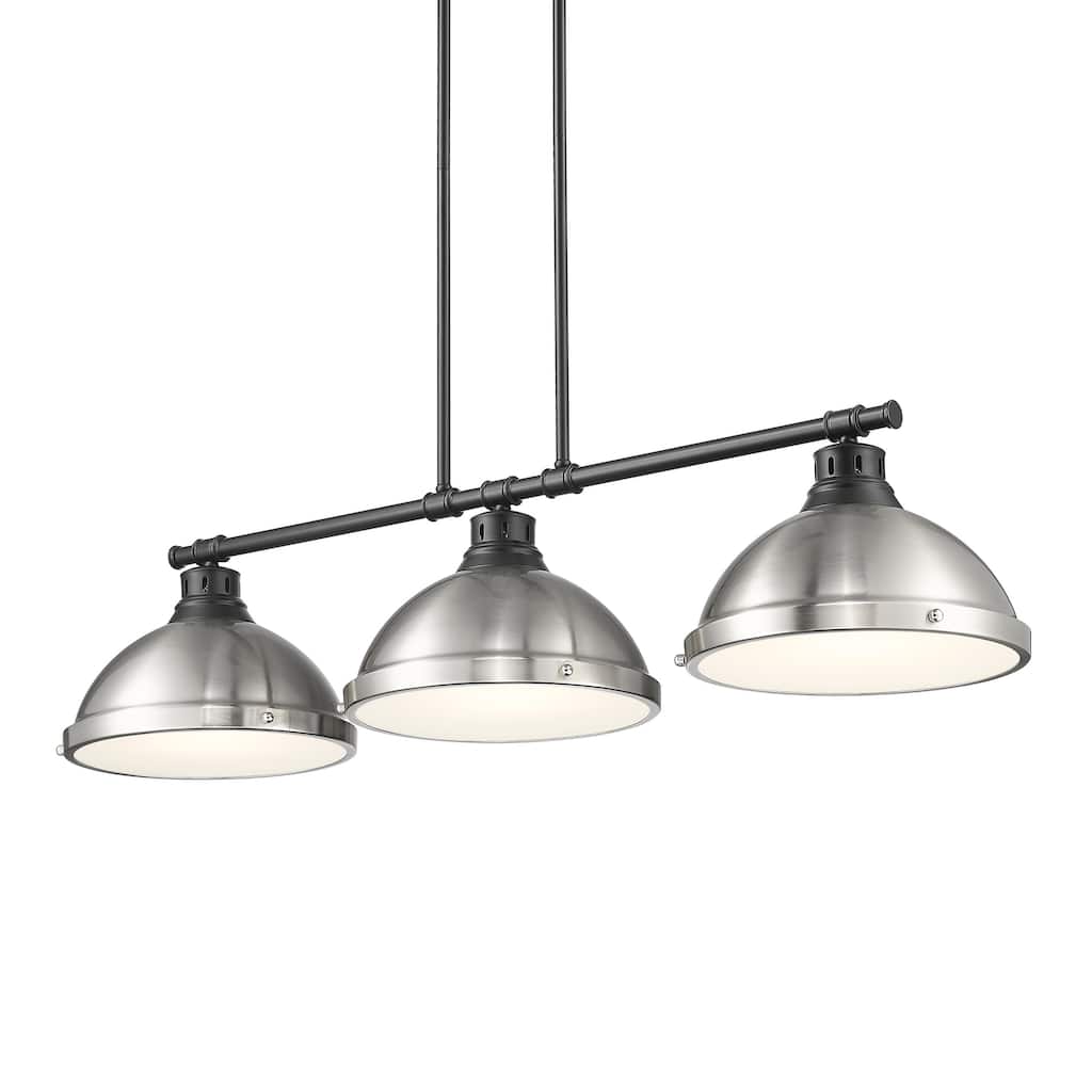 Yep by Golden Lighting Duncan 3-light Island Light in Matte Black and Pewter shade