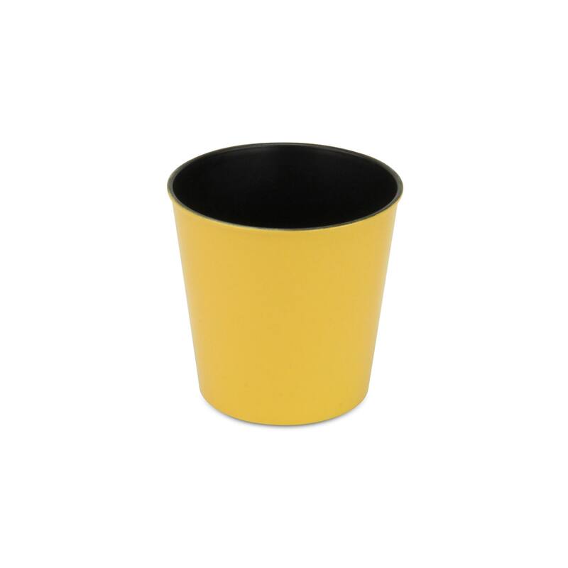 HomeRoots 7" Yellow Recycled Plastic Indoor Outdoor Round Pot Planter