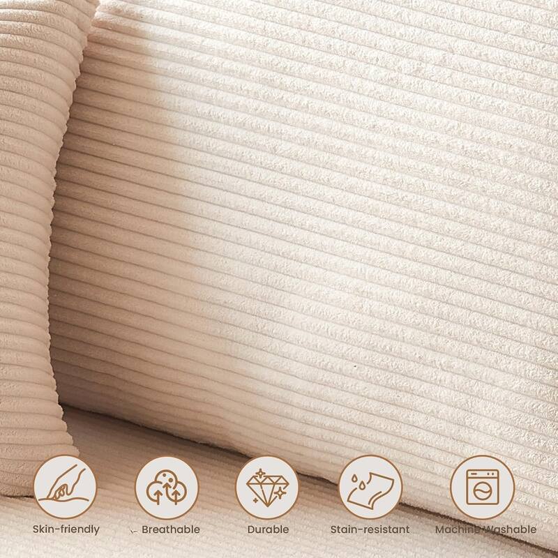 Modular Sectional Sofa, L-Shaped Boneless Couch with Deep Seat, Corduroy Cloud Couch, No Assembly Required