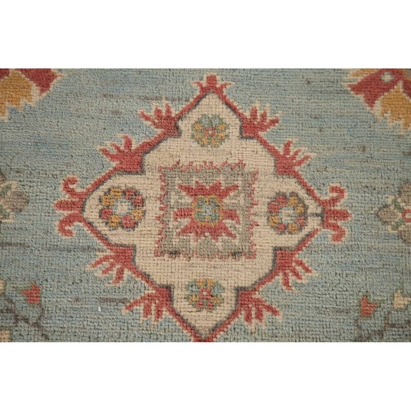 Light Blue Kazak Oriental Area Rug Handmade Wool Carpet - 6'0" x 8'9"