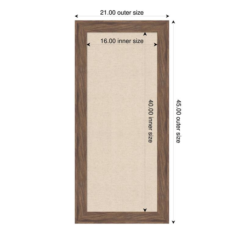 Amanti Art Framed Fabric Pinboard Natural Linen Printed Bulletin Board - Board Size 16 x 40 - Pia Medium Brown