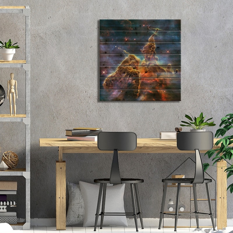 Mystic Mountain in Carina Nebula II (Hubble Space Telescope) Print On Wood by NASA - Multi-Color