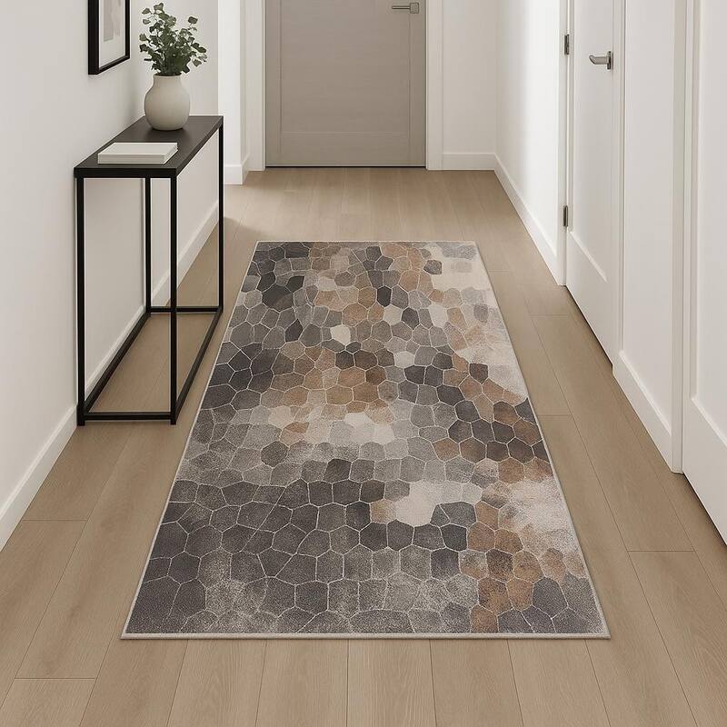 HomeRoots Geometric Modern Runner Area Rug - 216.00 in. x 27.00 in.  x 0.40 in.