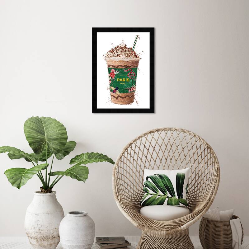 Wynwood Studio Prints Drinks and Spirits Wild Green Coffee Green and Emerald Glam Wall Art Canvas Print - Black