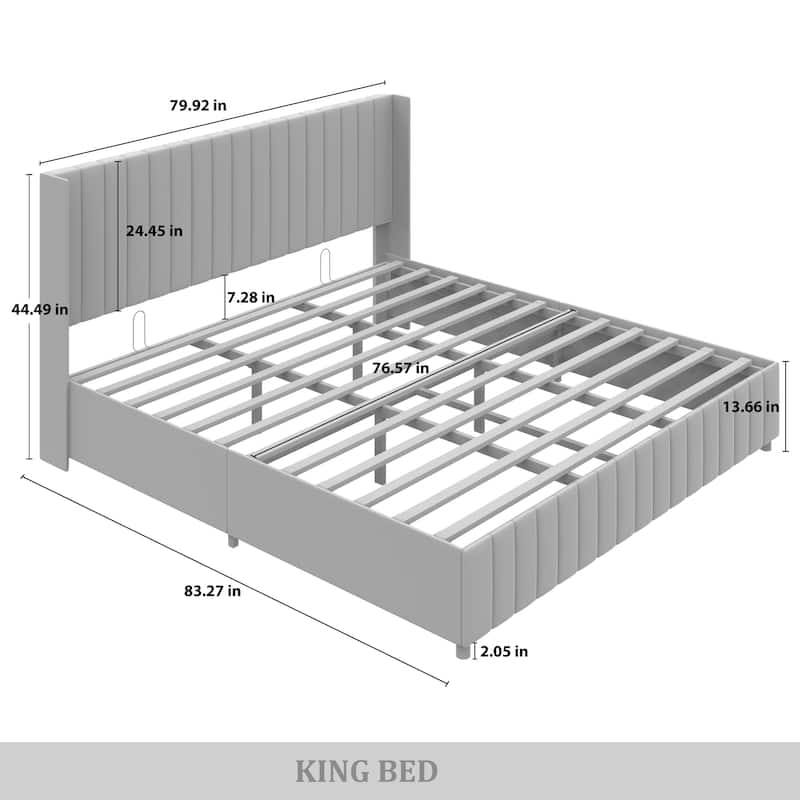 CraftPorch Minimalist Wingback Platform Lift Up Storage Bed