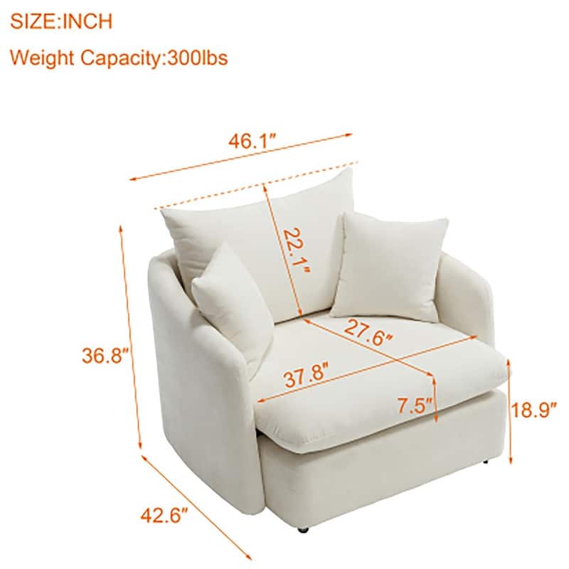 46" Chenille Upholstered Sofa Swivel Chair