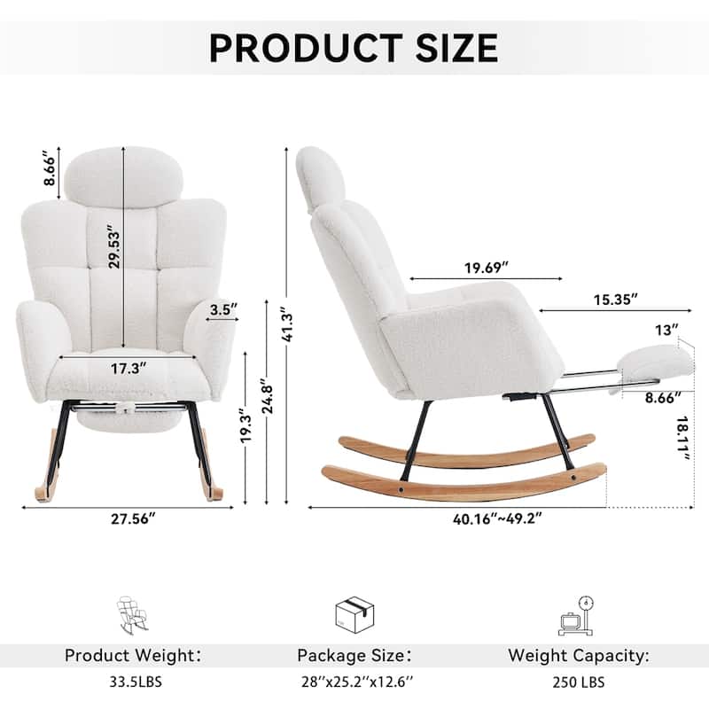 Teddy Fabric Upholstered Rocking Chair Accent Armchair Chair