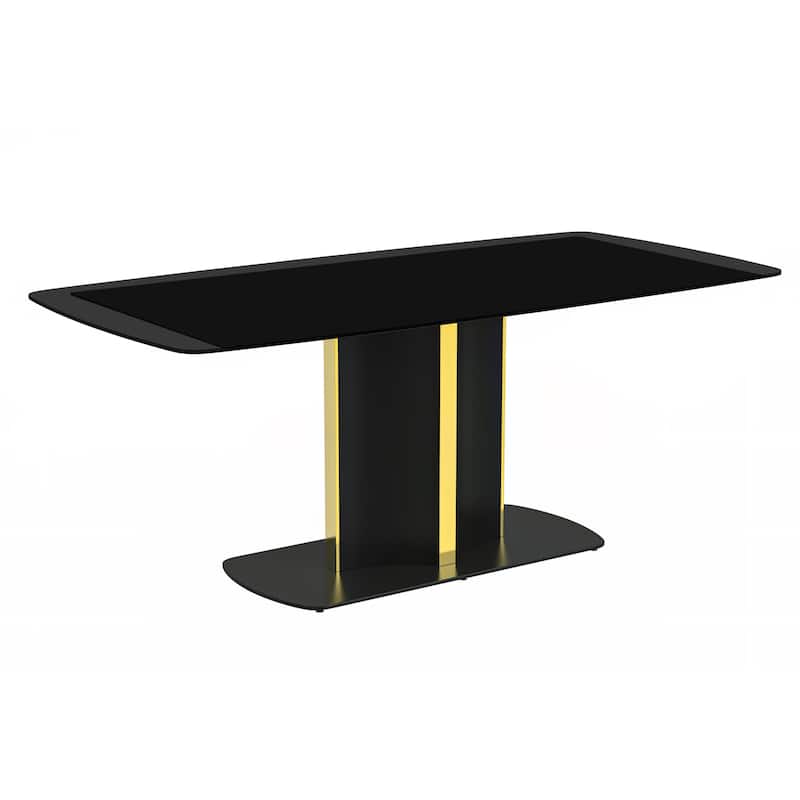 Sylva Dining Table Rectangular Tabletop in Gold Pedestal Base