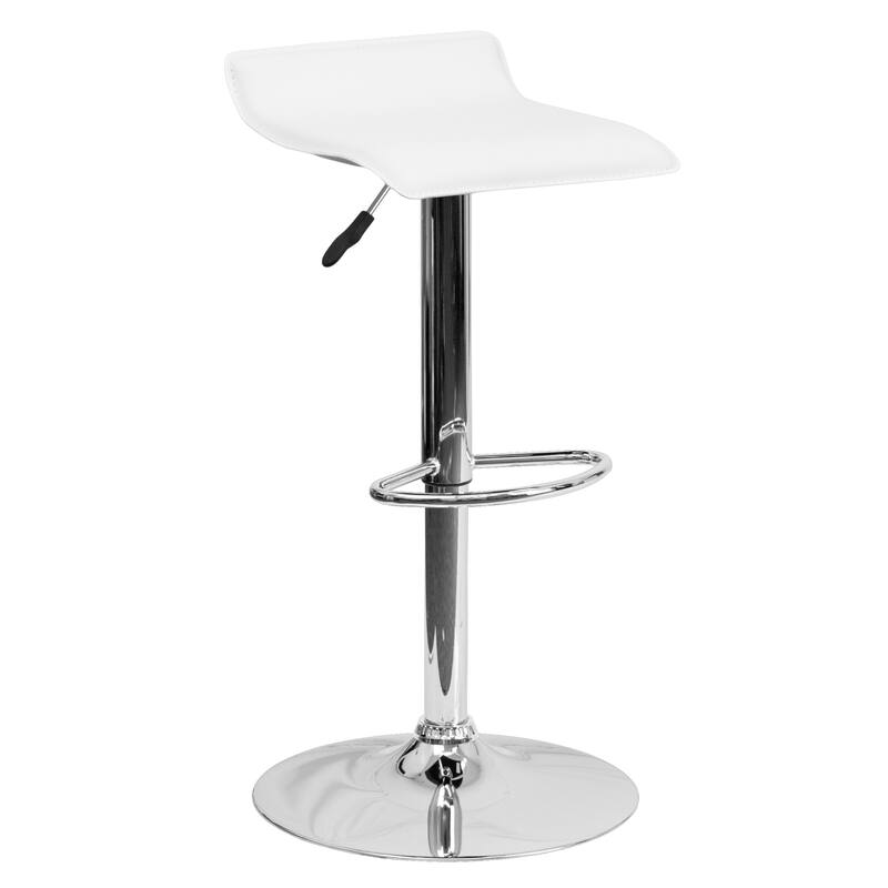 2 Pack Contemporary Vinyl Adjustable Height Barstool with Solid Wave Seat - 15"W x 15"D x 25.5" - 34"H