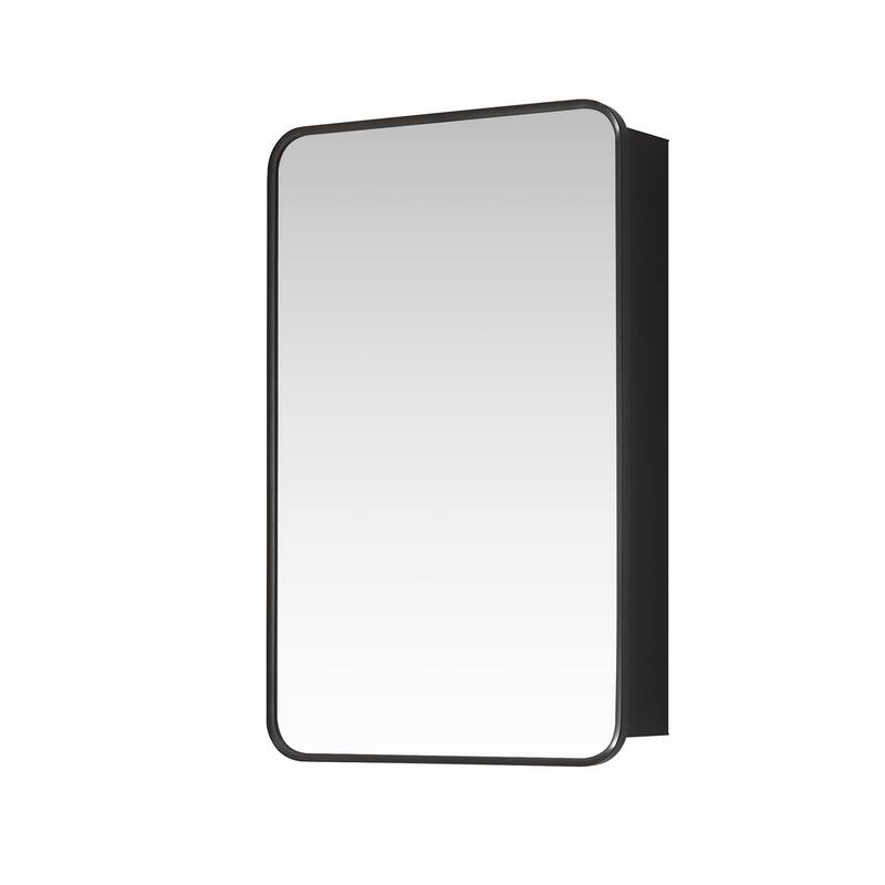 Talayuela Rectangular Aluminum Framed Medicine Cabinet with Mirror - 20"W x 32"H - Brushed Black Frame