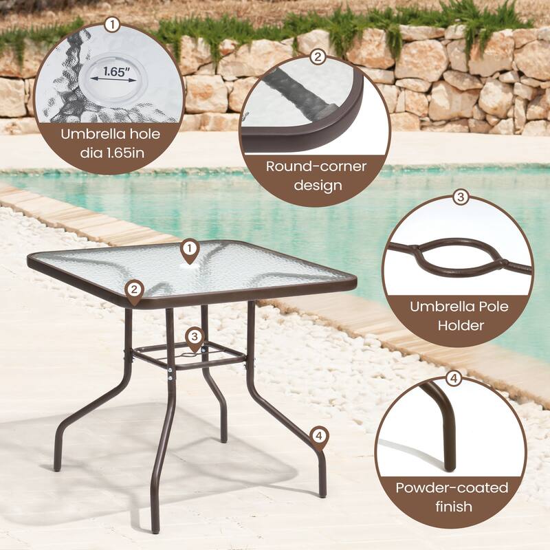 Pellebant Outdoor Dining Table with Umbrella Hole - See the Picture Images