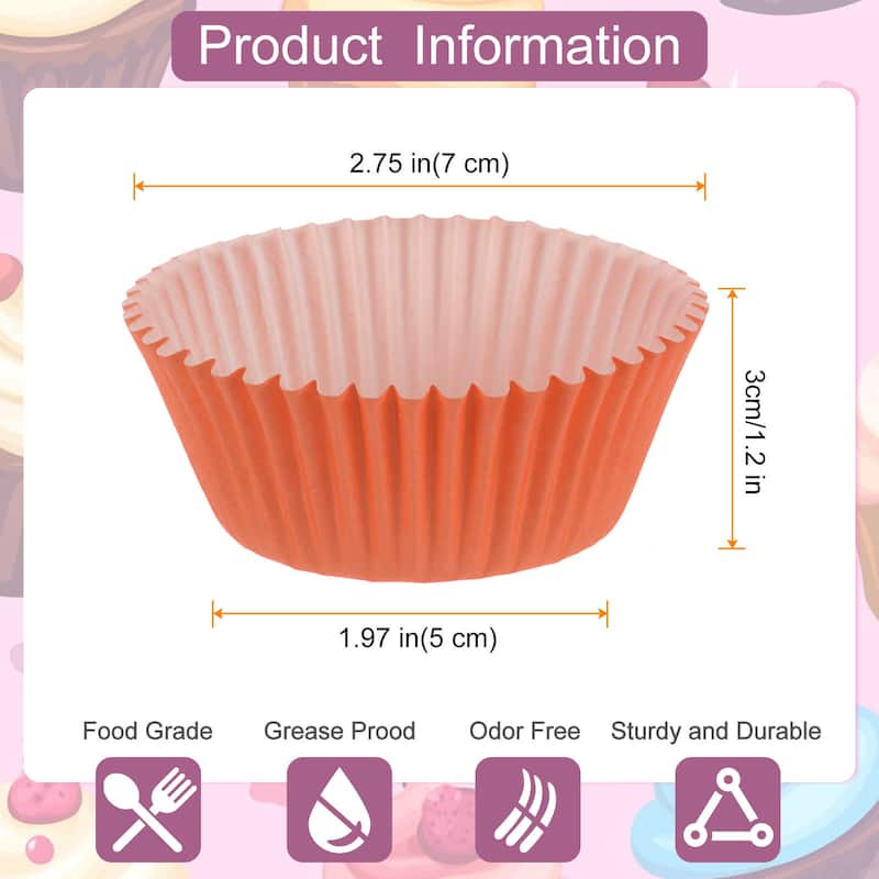 300 Count Cupcake Liners Cupcake Muffins Liners Paper Baking Cups - Orange
