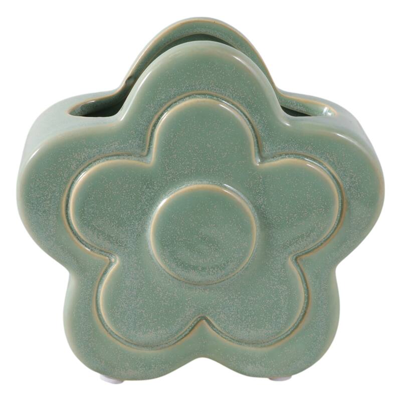 Ceramic Storage Flower Shape Modern Accent - 6"