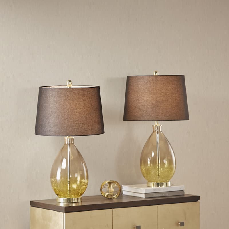 27" Modern Curved Colored Glass Table Lamp (Set of 2)
