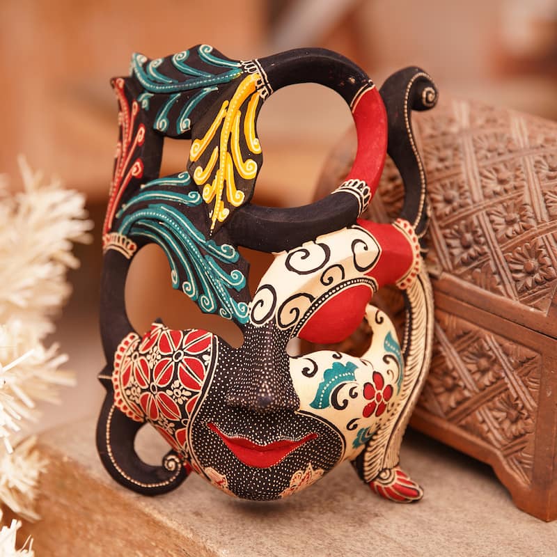 Novica Handmade Infinite Woman Batik Wood Mask
