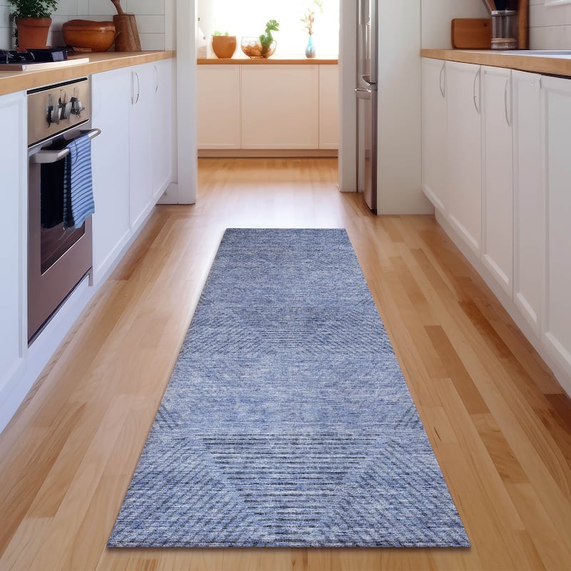 Premium Washable Super Soft Mid Century Modern Mayfield Rug - Blue - 2' 3" x 7' 6" - Runner