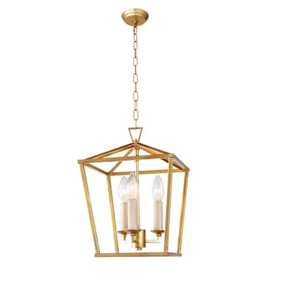 3 Light Caged Chandelier in Gold Finish