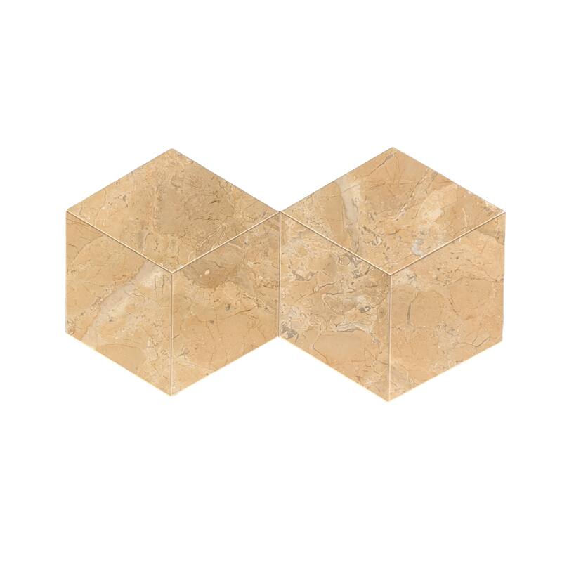 Roomfitters Hexagon Natural Marble Tile, Polished Stone for Wall and Floor, Genuine Marble, 12-Piece Box, Gold Yellow Beige