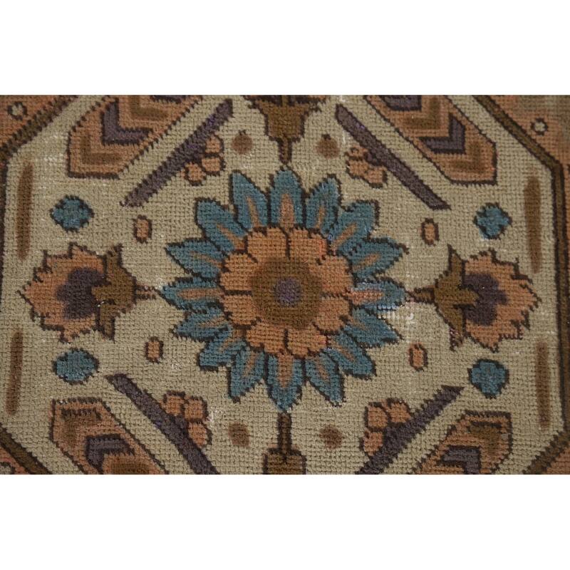 Blue Tabriz Vintage Persian Area Rug Hand-Knotted Wool Carpet - 9'4" x 12'7"