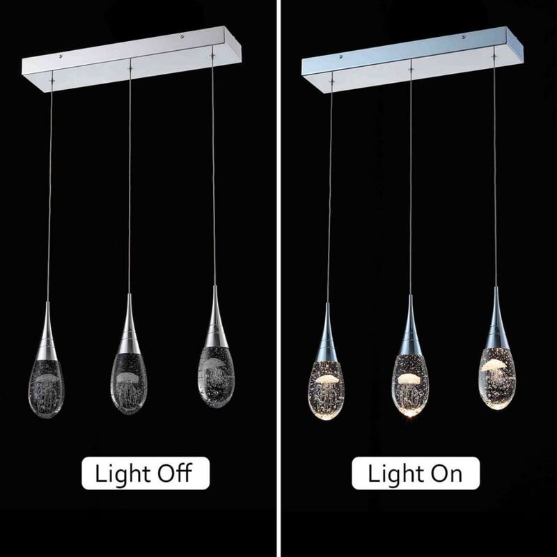 3-Light Modern Dimmable Bubble Jellyfish Crystal Pendant Light for Kitchen Island
