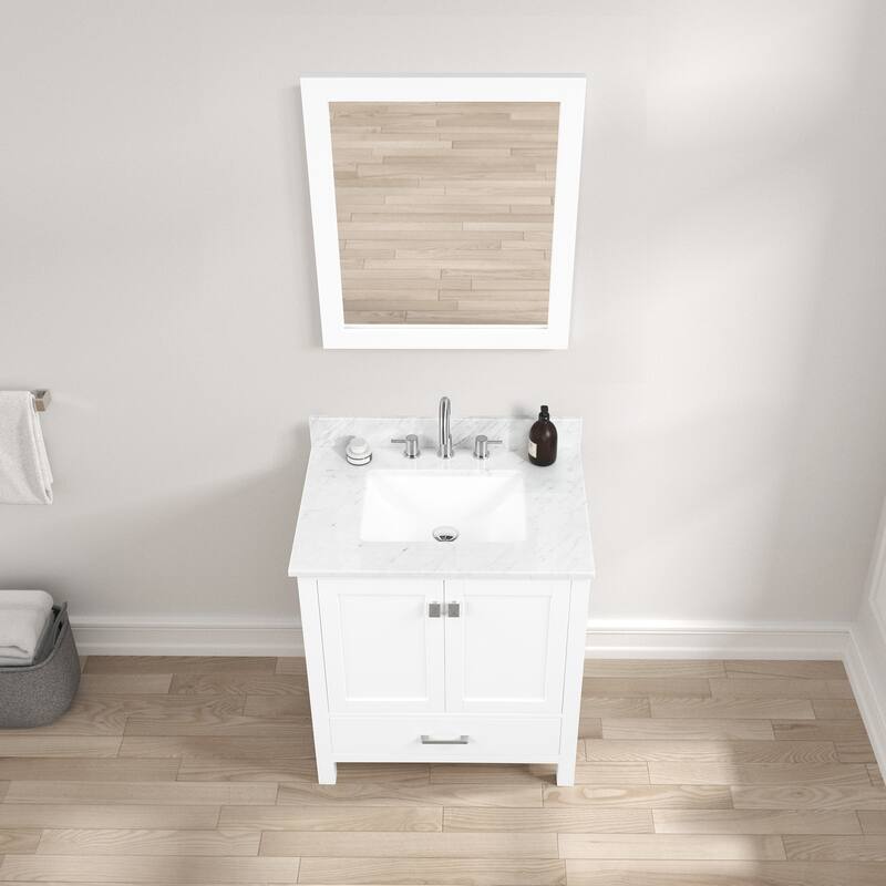 Blossom Geneva 30" Bathroom Vanity with Marble Top, Sink & Mirror