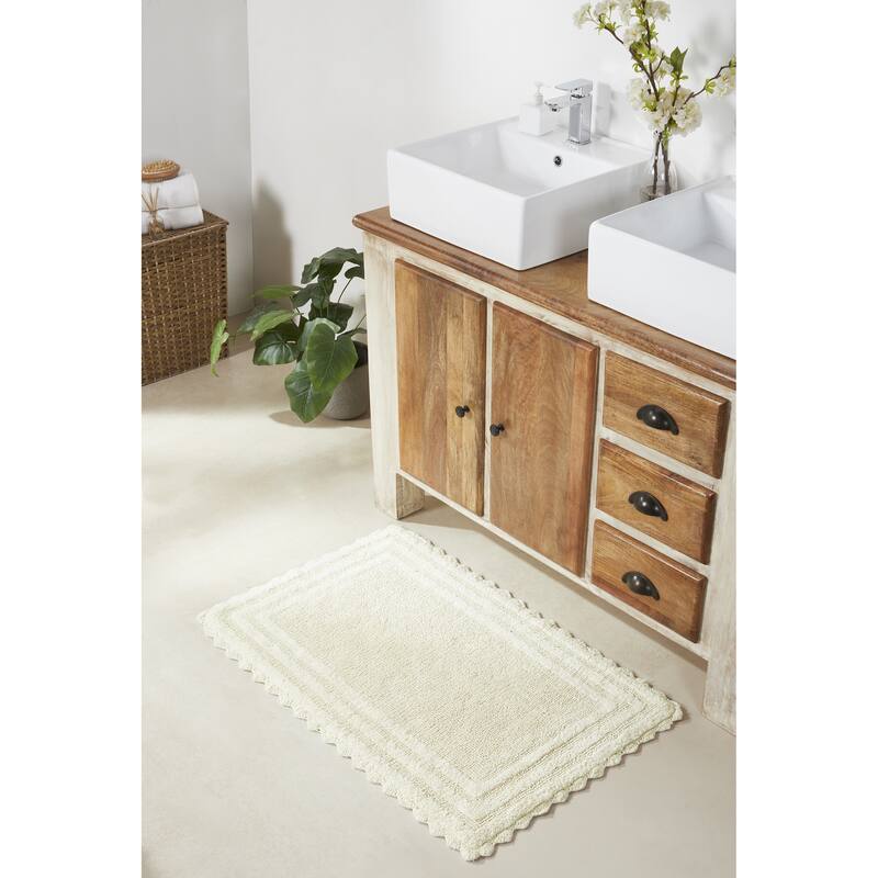Better Trends Bath Rugs Set 100% Cotton Soft & Water Absorbent Tufted Bathroom Rug for Shower, Sink Bath Mats Lilly Crochet